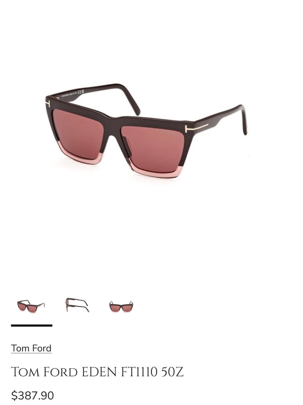 TOM FORD EDEN FT1110 50Z Sunglasses NEW Never Worn w/ case and all paperwork